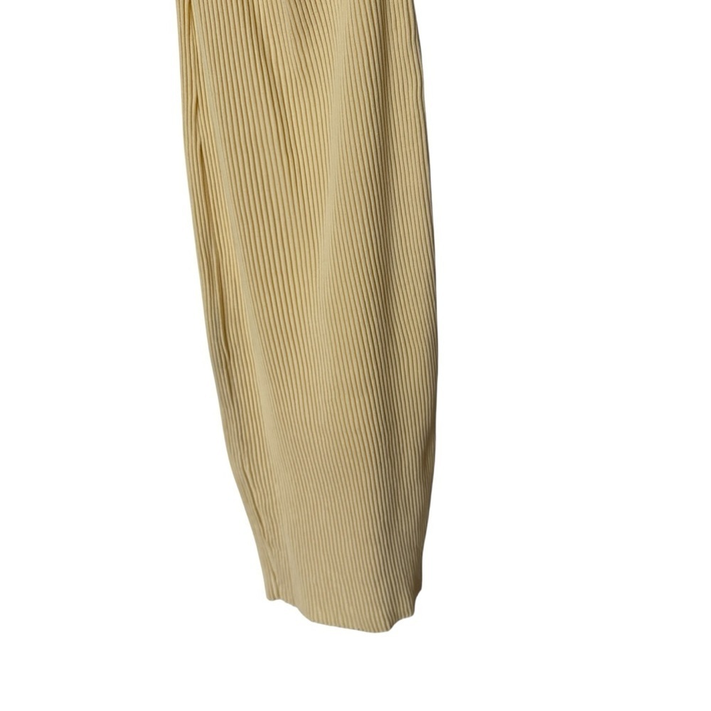 ZARA Women's Yellow Cut Out Knit Midi Dress L Sleeveless Summer Ribbed Casual - Picture 7 of 10